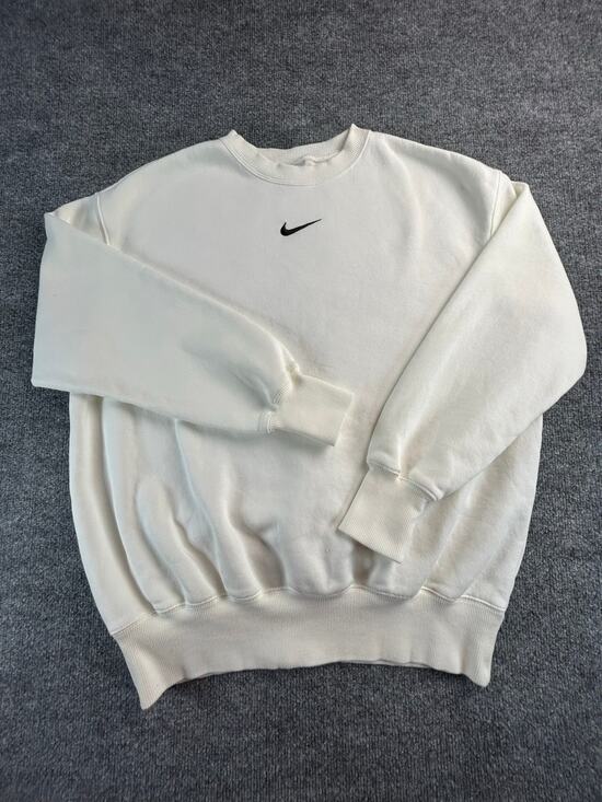 Nike Other - Nike Center Swoosh Fleece Crewneck Sweatshirt Cream Off White Men's Size Small